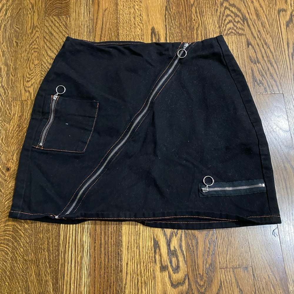 BDG Black Mini Skirt with Zipper Accents